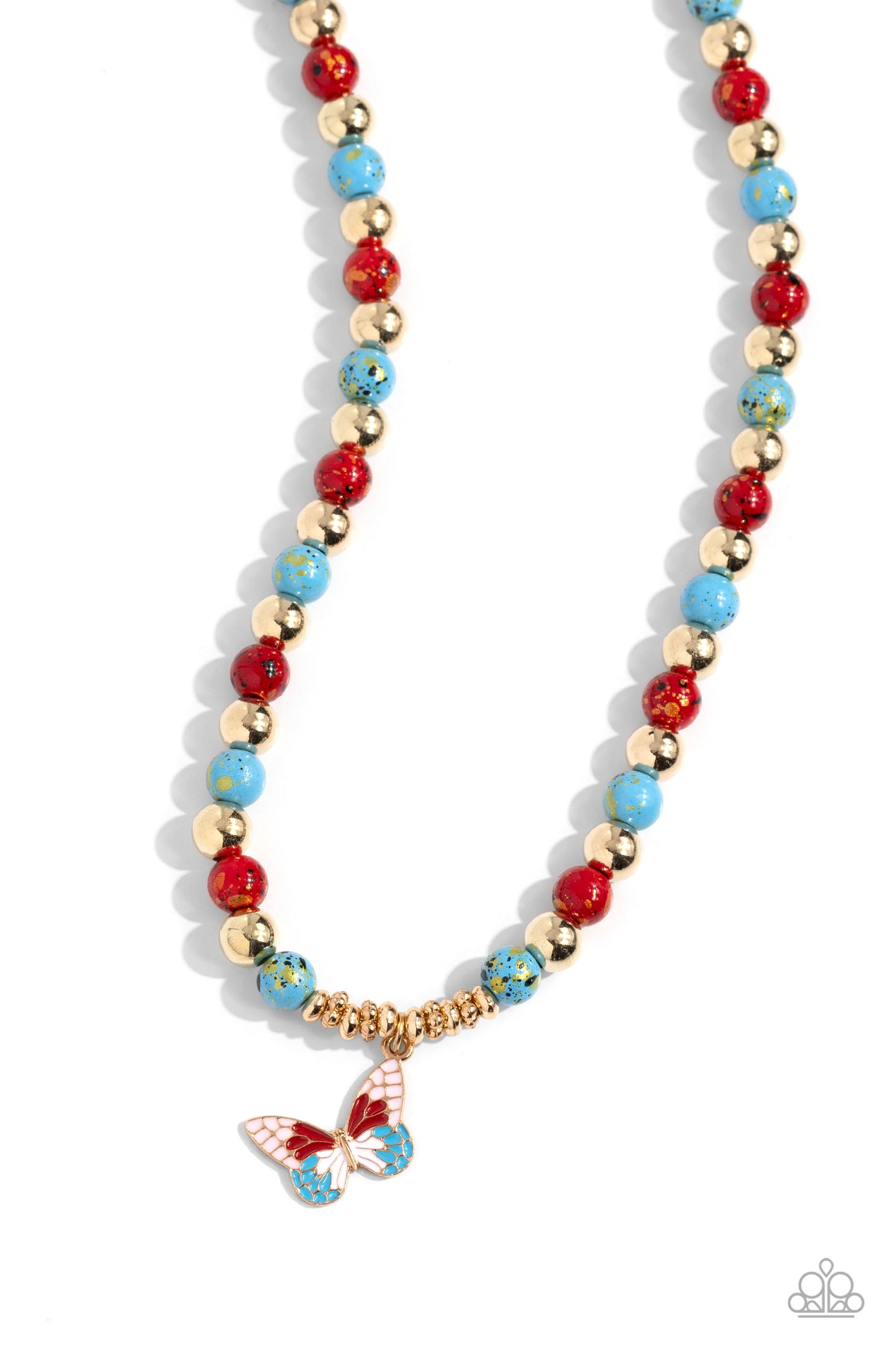 Paparazzi Accessories - Speckled Story - Red Necklace