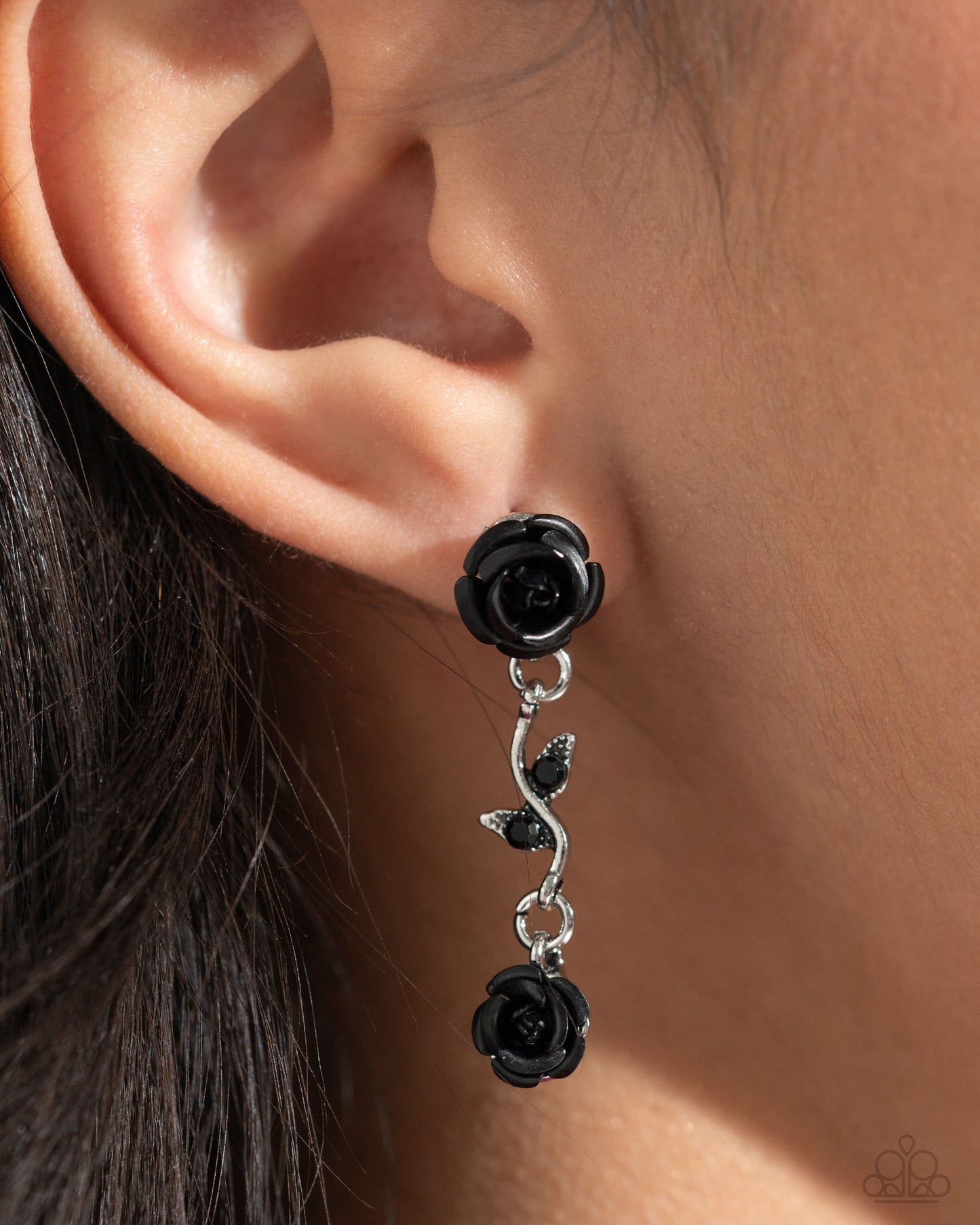 Paparazzi Accessories - Led by the ROSE - Black Earrings