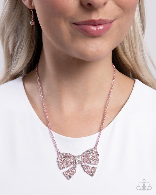 Paparazzi Accessories - Bewitching Bow - Pink Necklace