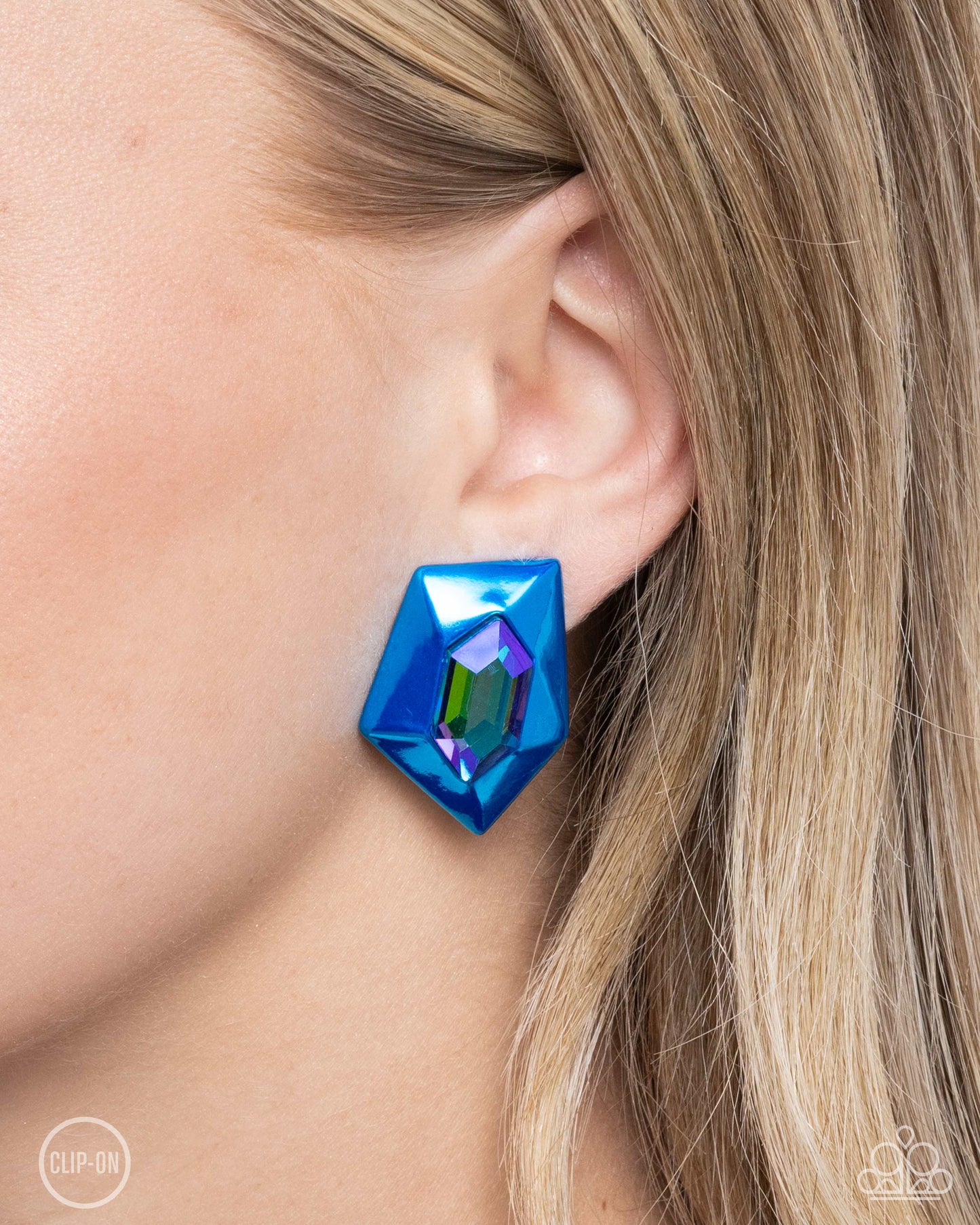 Paparazzi Accessories - Dauntless Detail - Blue Clip On Earrings