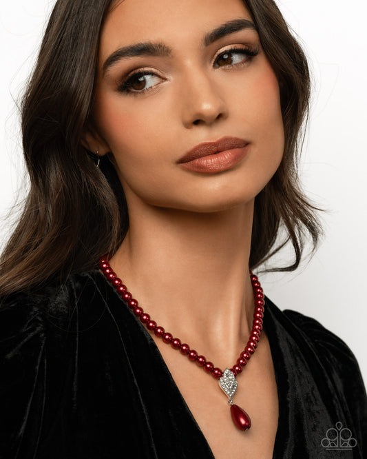 Paparazzi Accessories - Eternal Elegance - Red Pearl Necklace