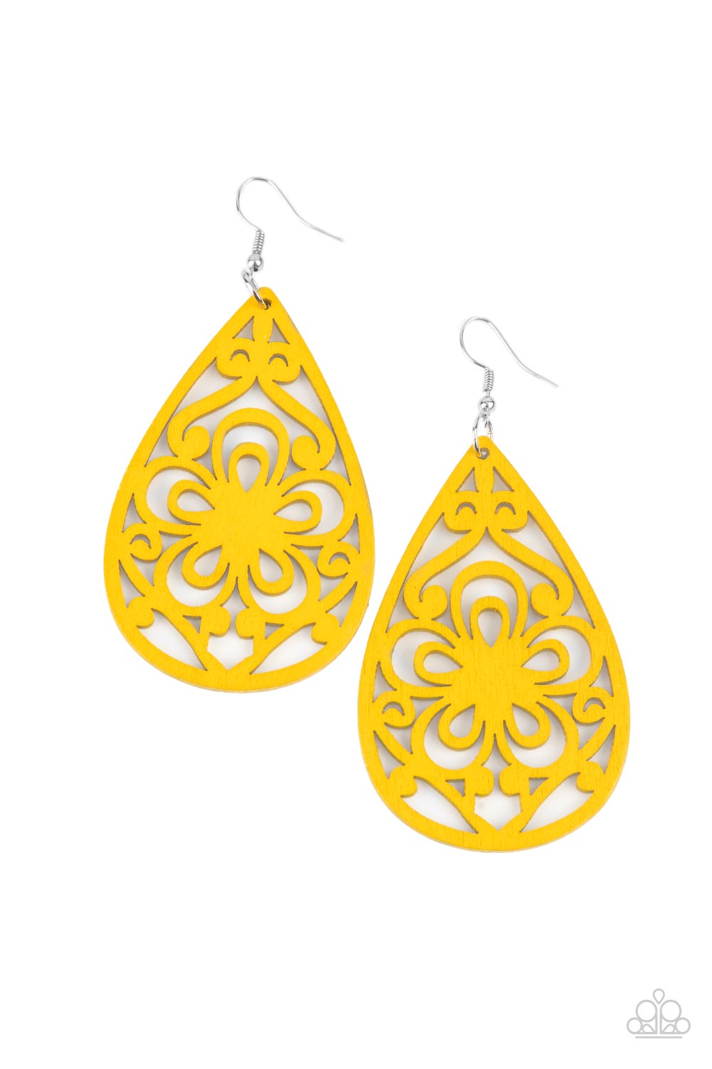 Paparazzi Accessories - Marine Eden - Yellow Wood Earrings