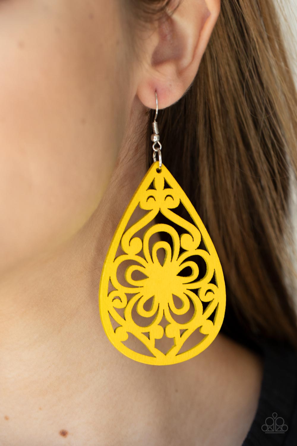 Paparazzi Accessories - Marine Eden - Yellow Wood Earrings