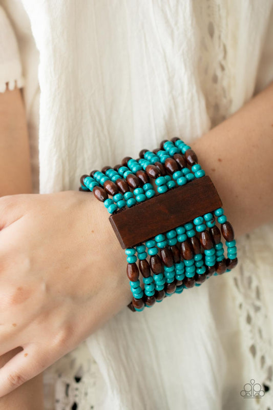 Paparazzi Accessories - Tropical Takeover - Blue Wood Bracelet