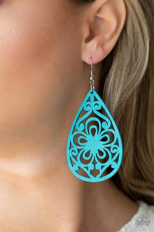 Paparazzi Accessories - Marine Eden - Blue Wood Earrings