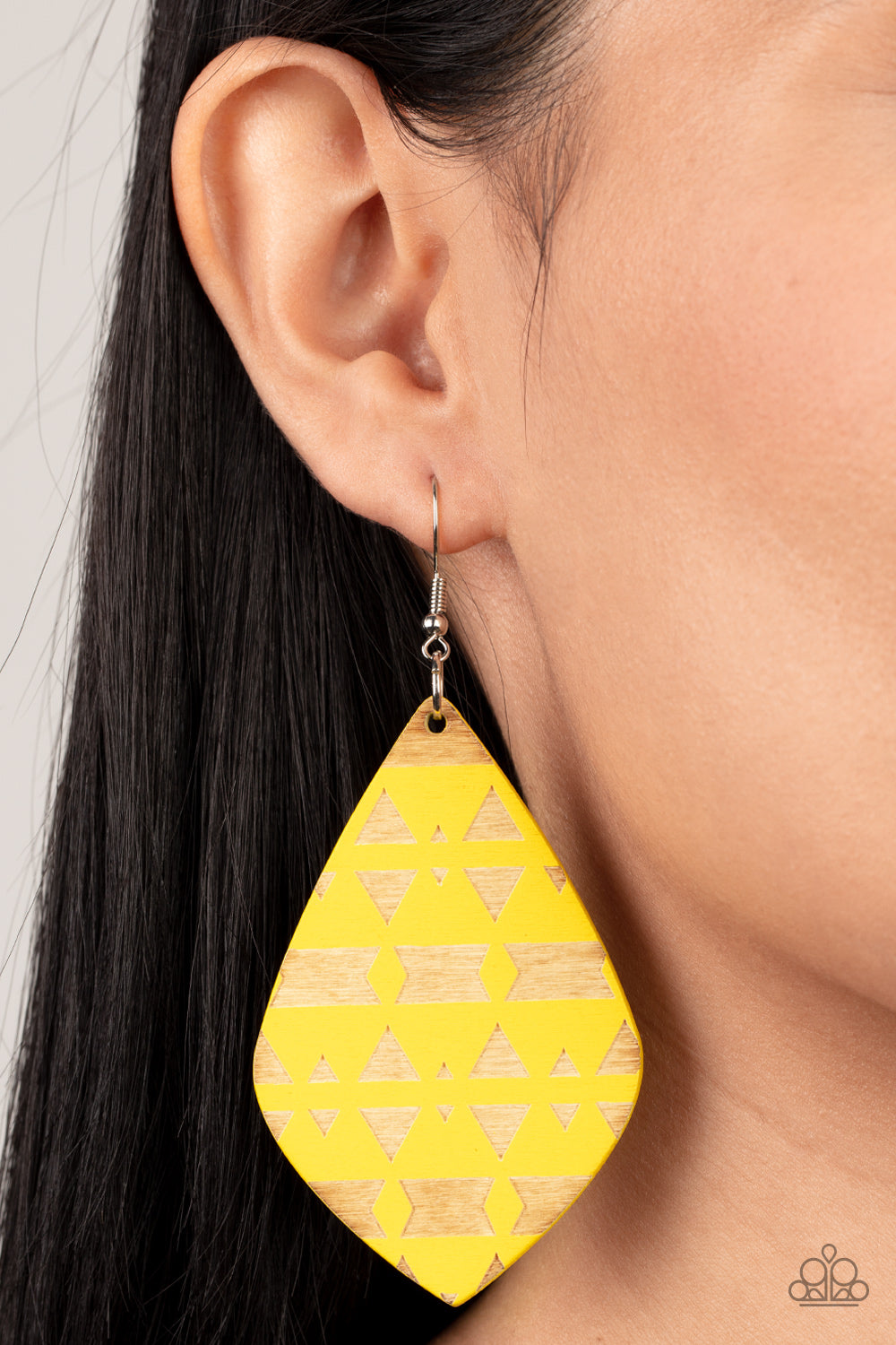 Paparazzi Accessories - Zimbabwe Zoo - Yellow Wood earrings