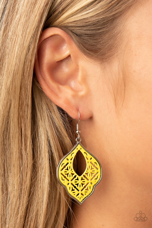 Paparazzi Accessories - Thessaly Terrace - Yellow Earrings