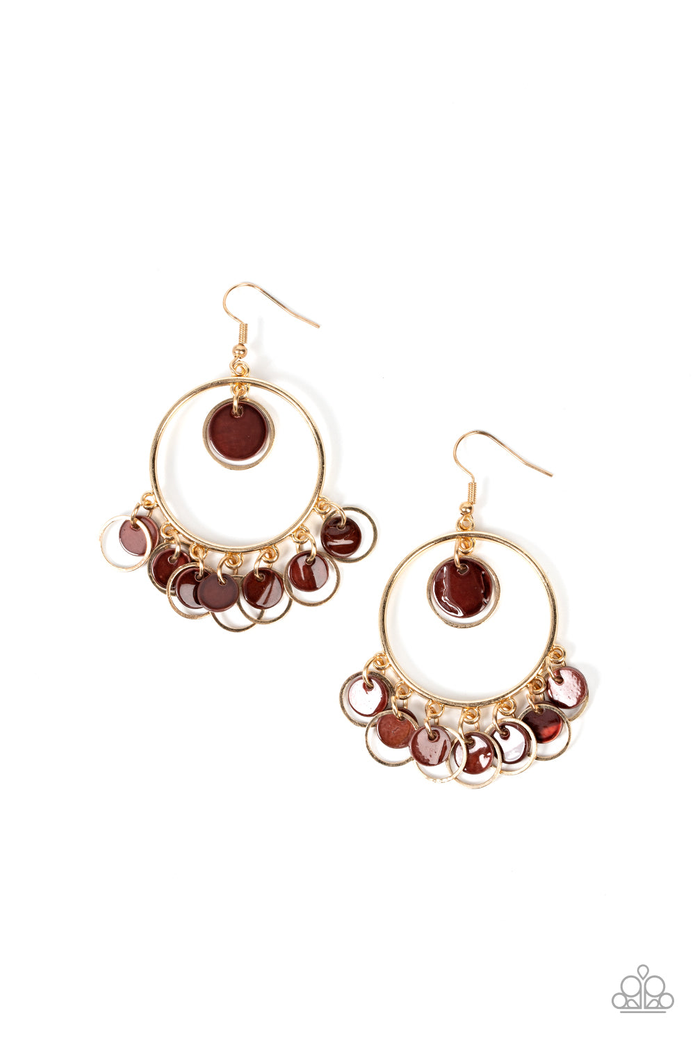 Paparazzi Accessories - Cabana Charm E29 - Brown Earrings