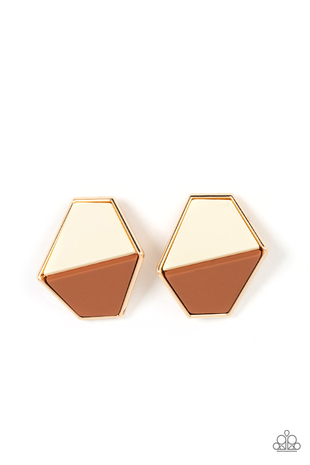 Paparazzi Accessories - Generically Geometric E8 - Brown Earrings