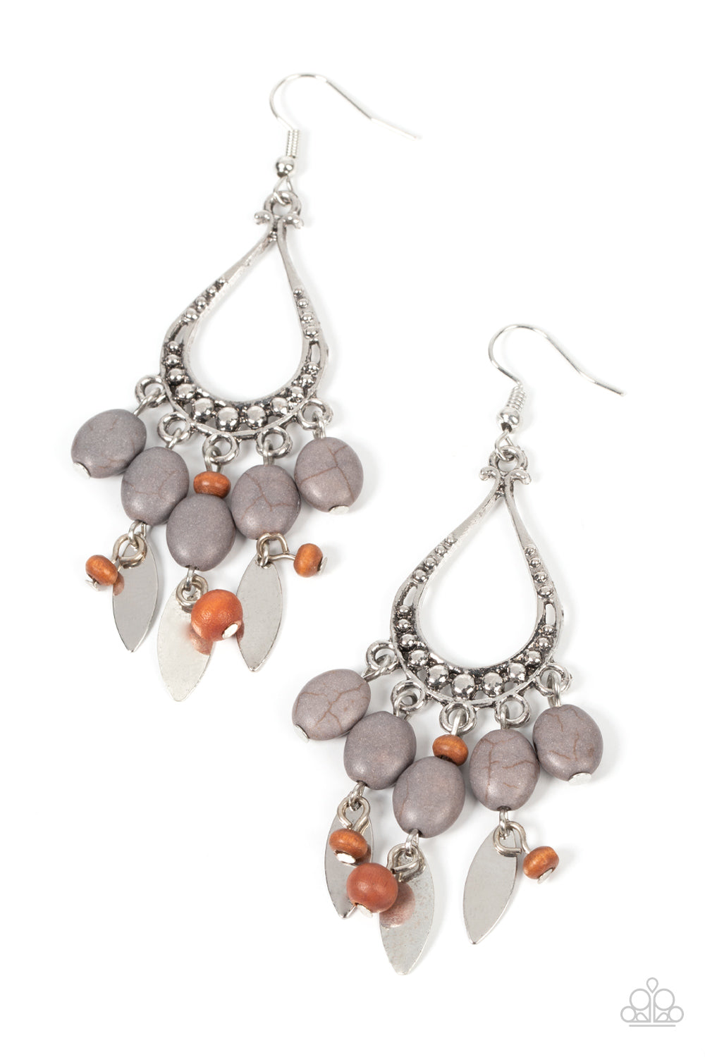 Paparazzi Accessories - Adobe Air E11  - Silver Earrings