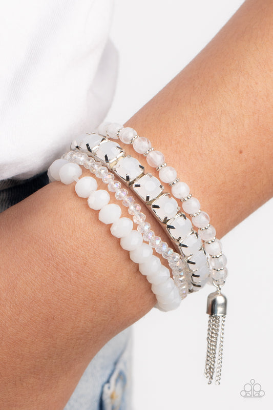 Paparazzi Accessories - Day Trip Trinket B19 - White Bracelet