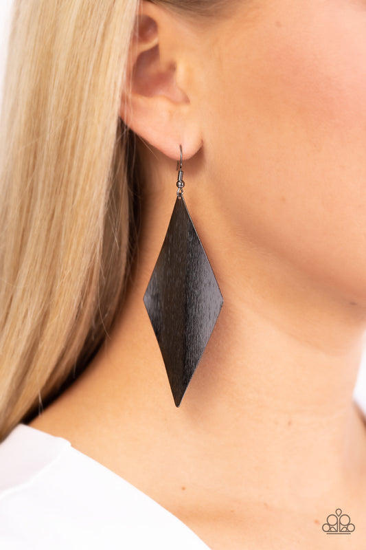 Paparazzi Accessories - Retro Rally - Black Earrings