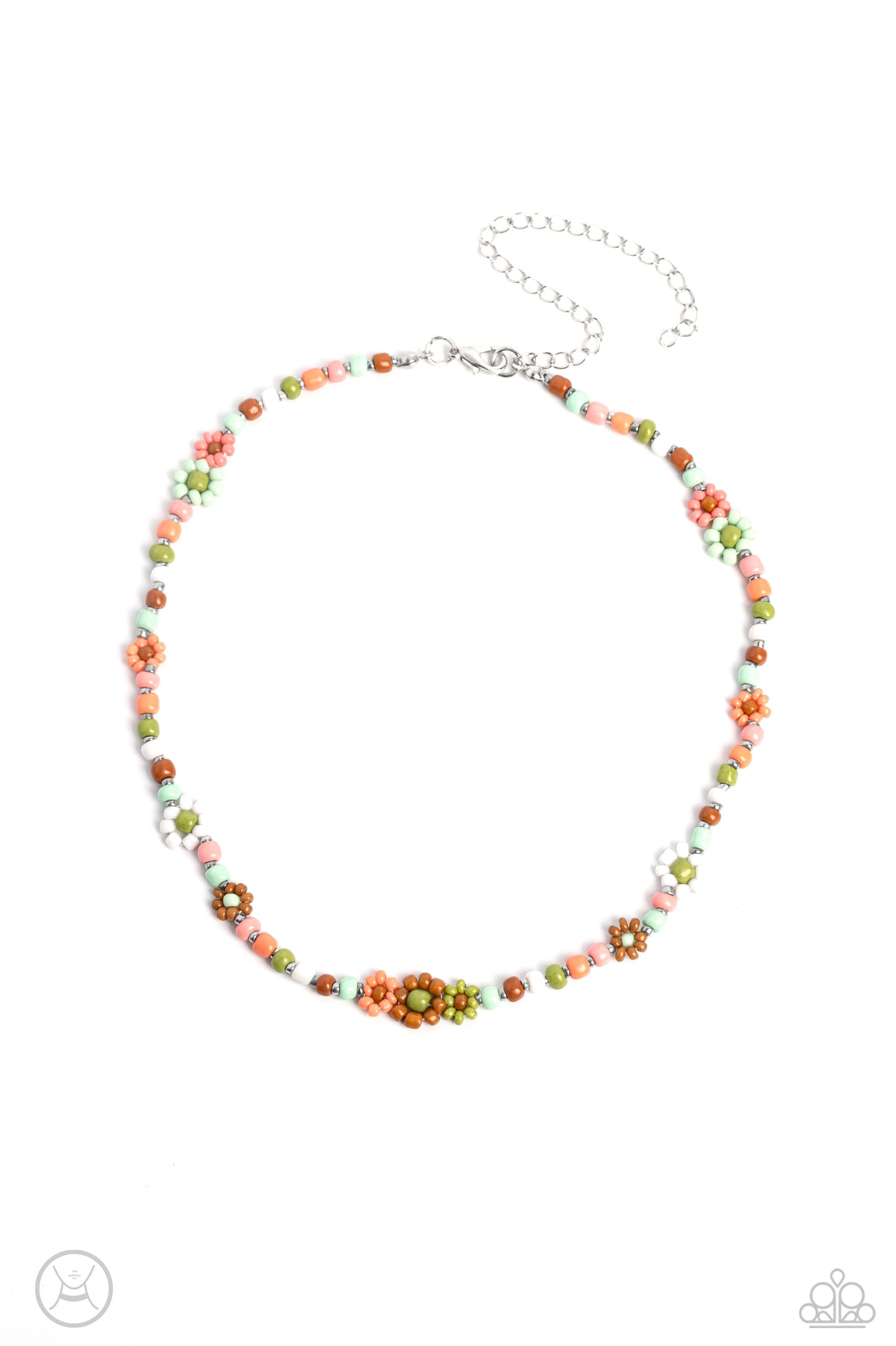 Paparazzi Accessories - Flower Child Flair - Multi GR/MT Choker Necklace