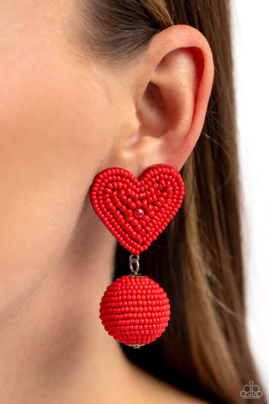 Paparazzi Accessories - Spherical Sweethearts - Red Earrings